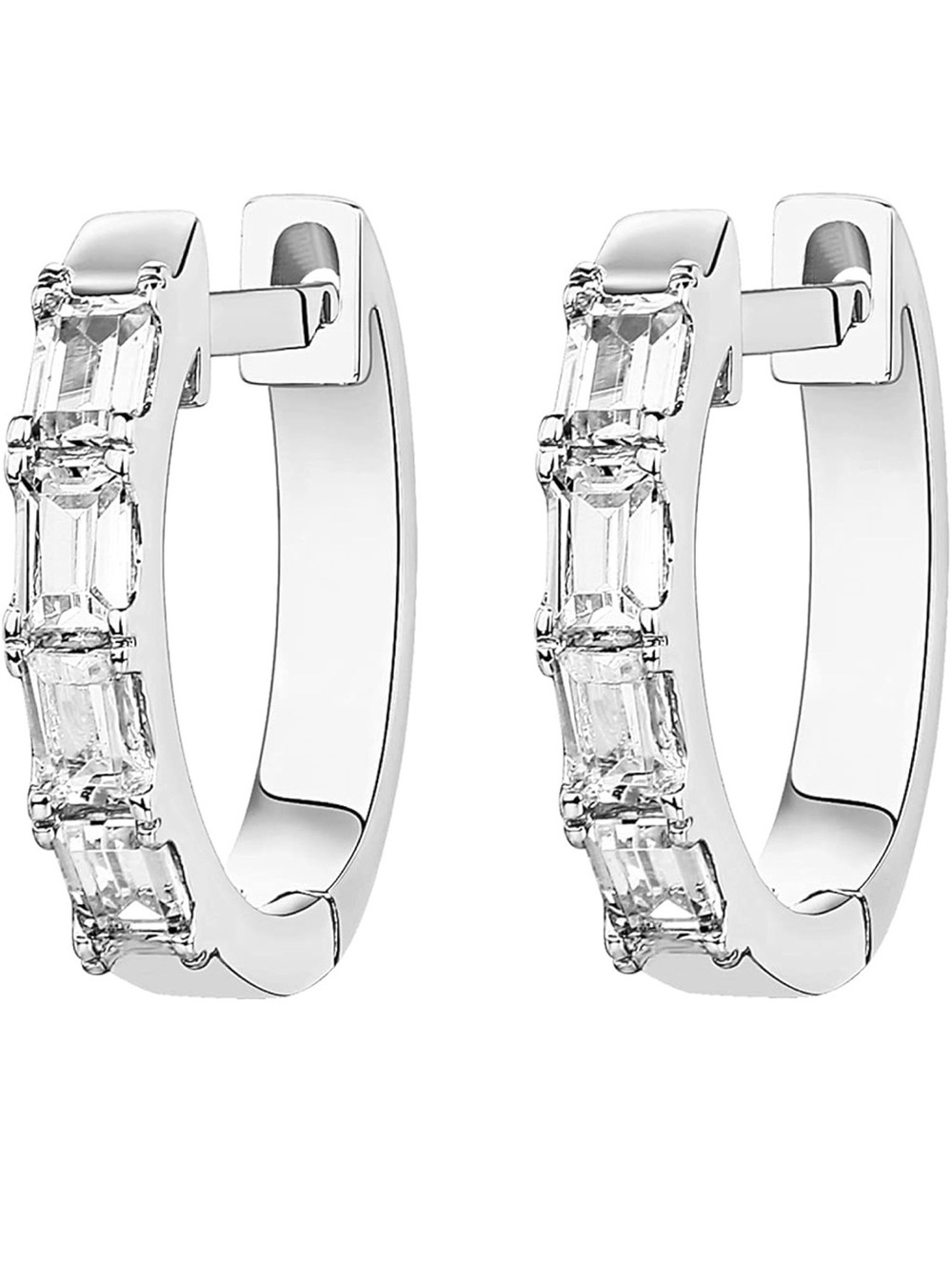 PAVOI 14K White Gold Plated Dainty Cubic Zirconia Huggie Hoop Earrings
